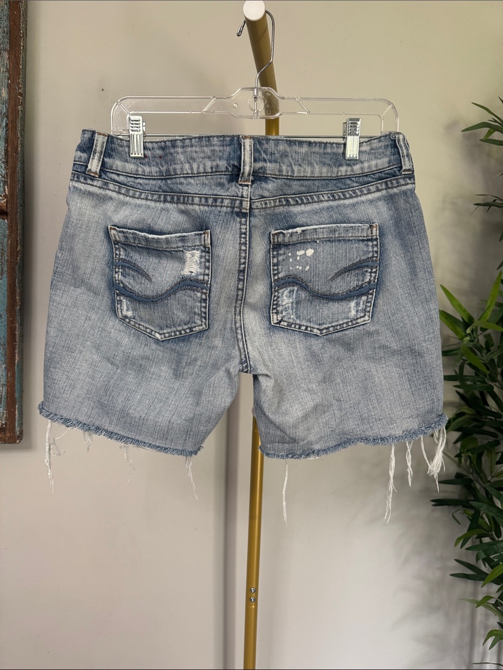 Vanity 90’s low rise Light Blue Distressed cotton Denim Shorts